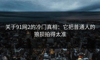 关于91网2的冷门真相：它把普通人的狼狈拍得太准