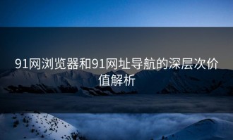 91网浏览器和91网址导航的深层次价值解析