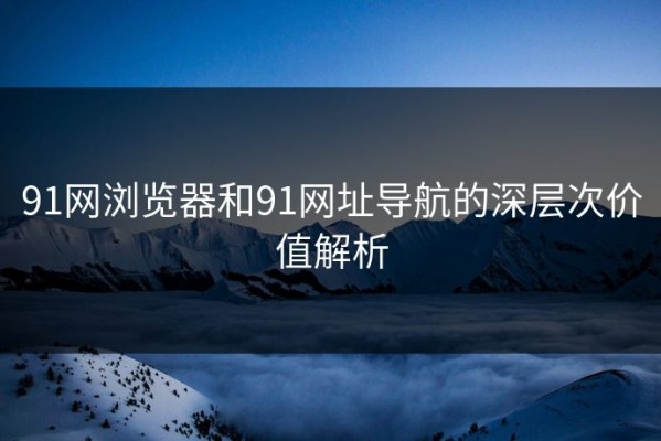 91网浏览器和91网址导航的深层次价值解析