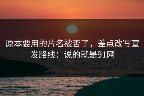 原本要用的片名被否了，差点改写宣发路线：说的就是91网