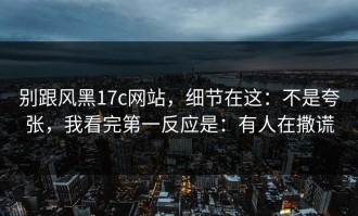 别跟风黑17c网站，细节在这：不是夸张，我看完第一反应是：有人在撒谎