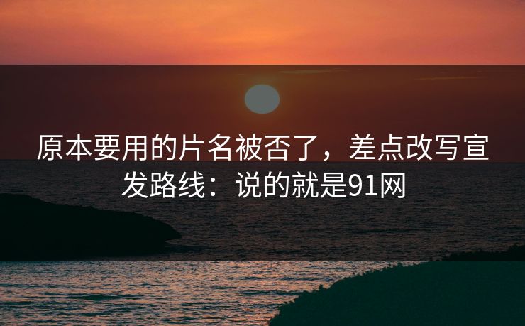 原本要用的片名被否了，差点改写宣发路线：说的就是91网