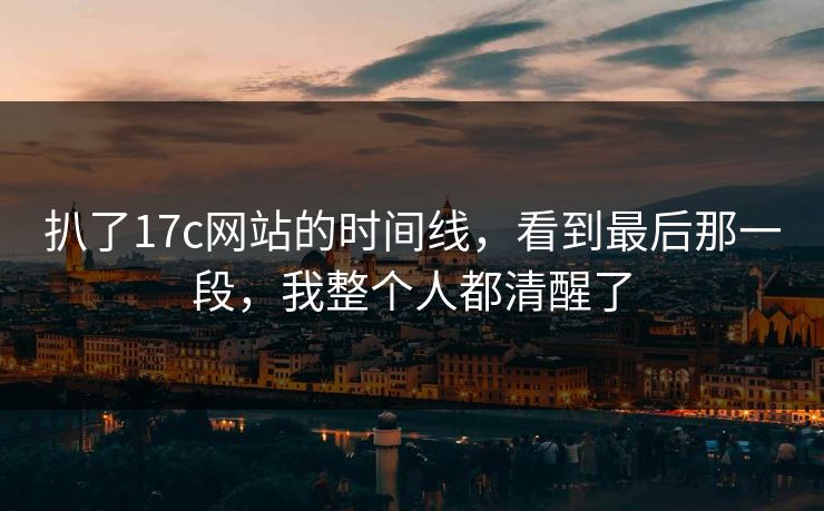 扒了17c网站的时间线，看到最后那一段，我整个人都清醒了