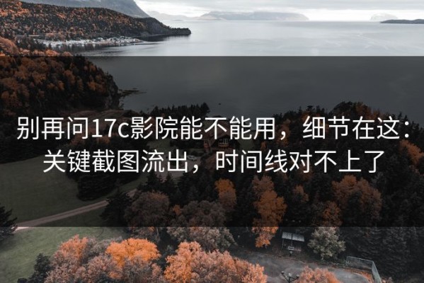 别再问17c影院能不能用，细节在这：关键截图流出，时间线对不上了