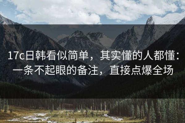 17c日韩看似简单，其实懂的人都懂：一条不起眼的备注，直接点爆全场