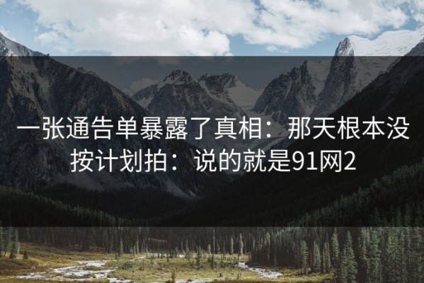 一张通告单暴露了真相：那天根本没按计划拍：说的就是91网2