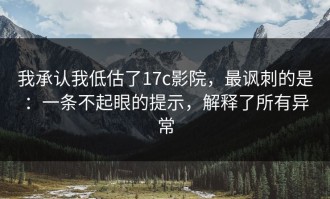 我承认我低估了17c影院，最讽刺的是：一条不起眼的提示，解释了所有异常