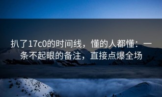 扒了17c0的时间线，懂的人都懂：一条不起眼的备注，直接点爆全场