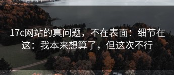 17c网站的真问题，不在表面：细节在这：我本来想算了，但这次不行