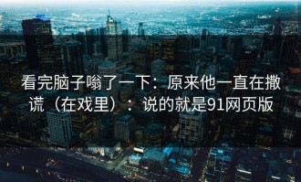 看完脑子嗡了一下：原来他一直在撒谎（在戏里）：说的就是91网页版