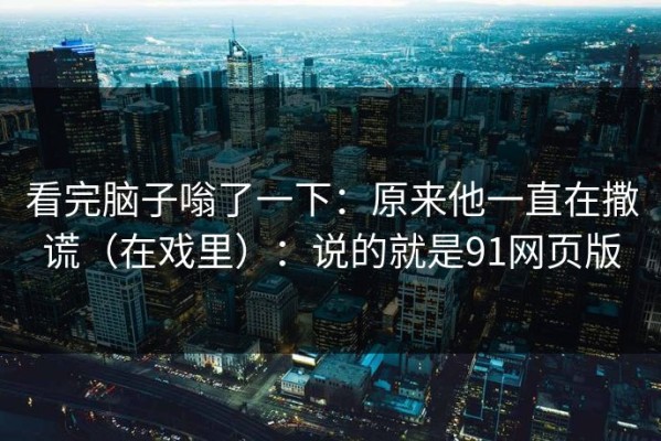 看完脑子嗡了一下：原来他一直在撒谎（在戏里）：说的就是91网页版
