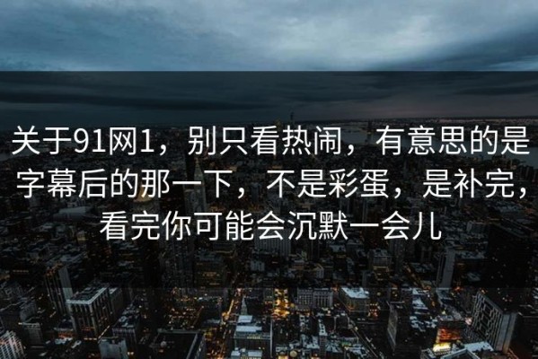 关于91网1，别只看热闹，有意思的是字幕后的那一下，不是彩蛋，是补完，看完你可能会沉默一会儿