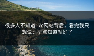 很多人不知道17c网站背后，看完我只想说：早点知道就好了