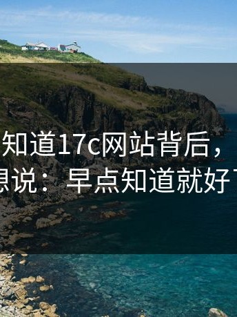 很多人不知道17c网站背后，看完我只想说：早点知道就好了