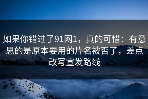 如果你错过了91网1，真的可惜：有意思的是原本要用的片名被否了，差点改写宣发路线