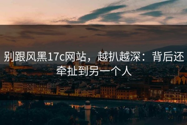 别跟风黑17c网站，越扒越深：背后还牵扯到另一个人
