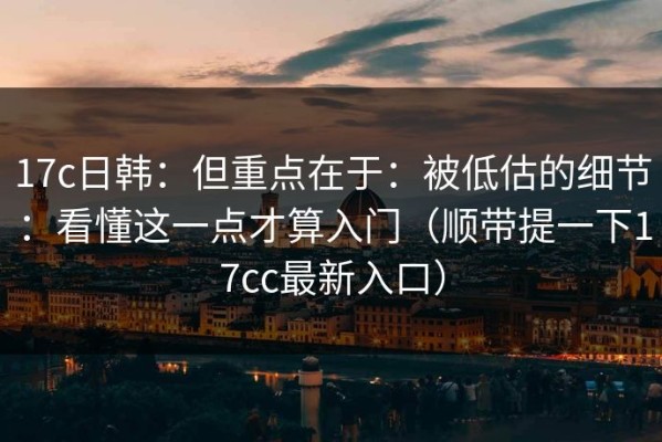 17c日韩：但重点在于：被低估的细节：看懂这一点才算入门（顺带提一下17cc最新入口）
