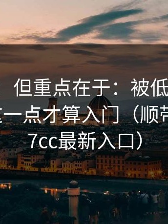 17c日韩：但重点在于：被低估的细节：看懂这一点才算入门（顺带提一下17cc最新入口）