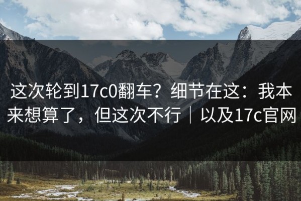 这次轮到17c0翻车？细节在这：我本来想算了，但这次不行｜以及17c官网