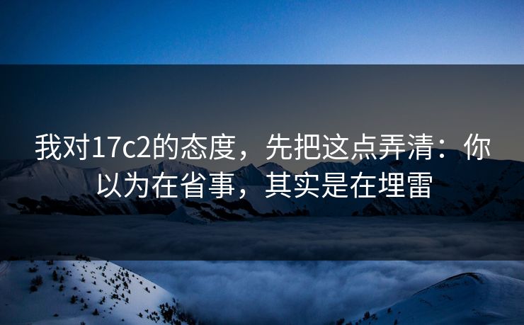 我对17c2的态度，先把这点弄清：你以为在省事，其实是在埋雷