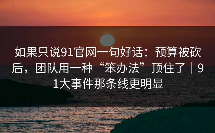 如果只说91官网一句好话：预算被砍后，团队用一种“笨办法”顶住了｜91大事件那条线更明显